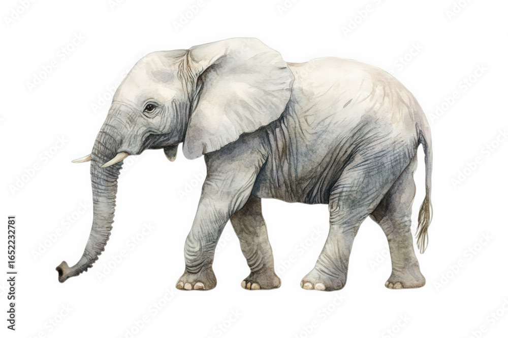 Obraz premium Watercolor painting of an african elephant isolated on transparent background