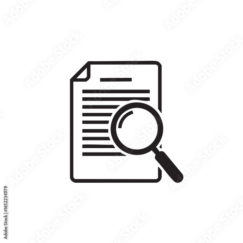 Magnifying glass over document illustration for research and investigation representing data analysis and information review in detailed examination