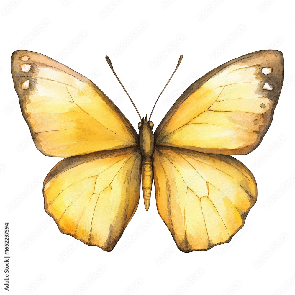 Fototapeta premium Yellow butterfly isolated on transparent background