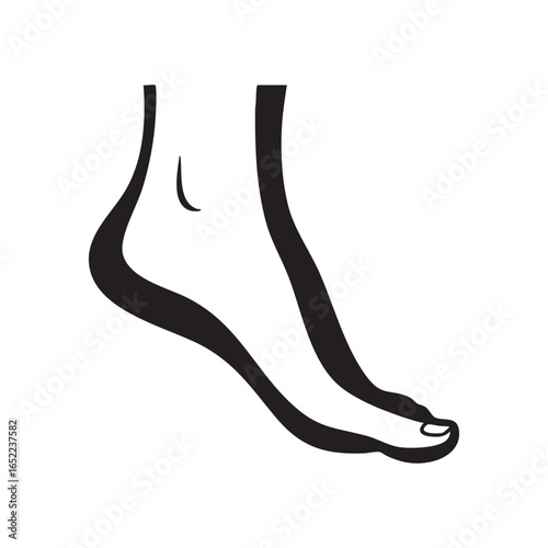 Minimalist Foot Illustration in Black and White for Medical or Design Purposes showcasing simplicity and elegance with human anatomy
