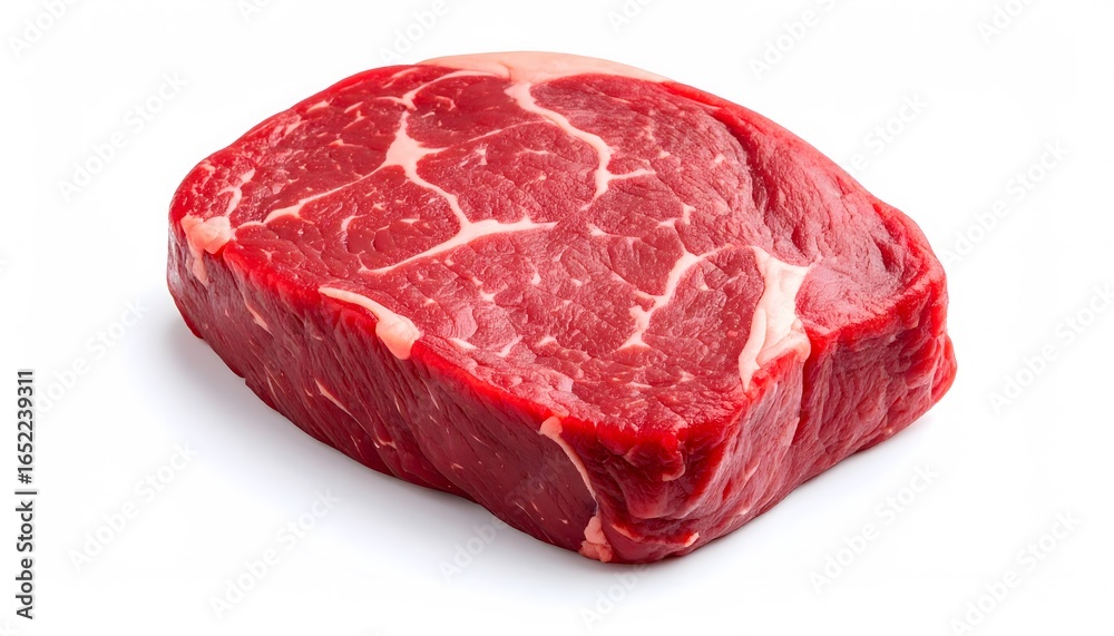 Fototapeta premium Raw Beef Steak Closeup Studio Shot Isolated White Background