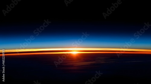 Sunrise over the Earth's horizon from space.