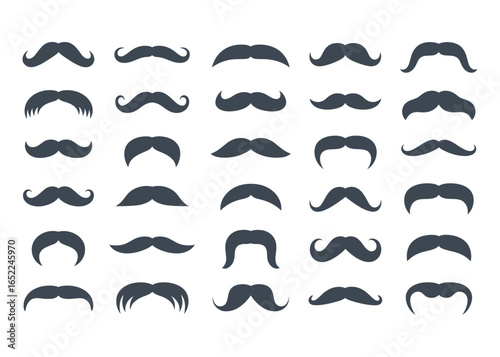 Collection of various stylish mustache silhouettes