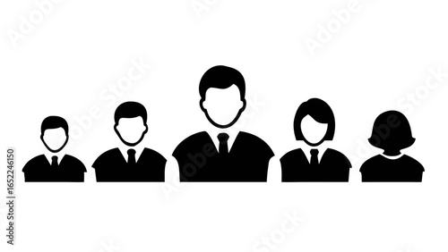 Silhouette of a Professional Team: A stark, graphical illustration depicts a collective of professionals standing shoulder-to-shoulder in solidarity and strength. A symbol of unity.