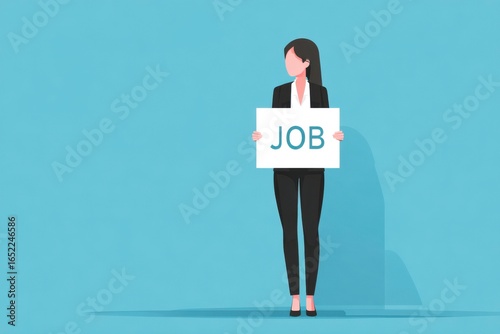 business woman holding a job sign