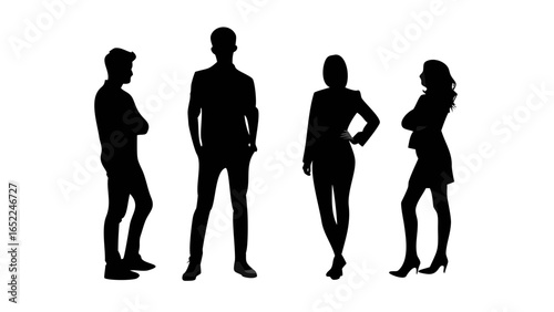 Corporate Silhouettes: A minimalist image of diverse individuals embodies the essence of professionalism. Captured in the abstract and elegant silhouettes, this photo conveys professionalism.