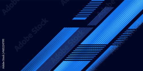 Abstract blue banner design vector, dynamic sporty horizontal background template for media promotion or web banner