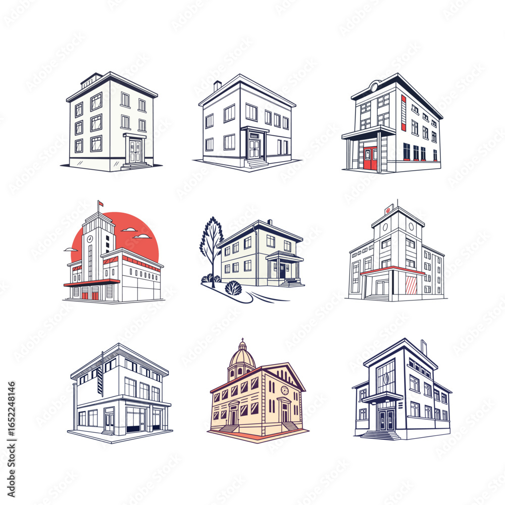 Fototapeta premium Building icon set, Adobe Illustrator Artwork