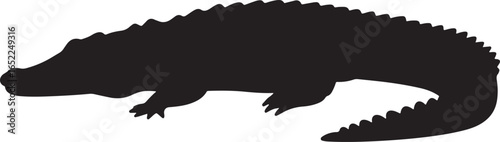 Alligator Silhouette Isolated on White Background Reptile Vector Illustration Graphic Design Element Crocodile Shape Reptilian Wildlife Predator Animal