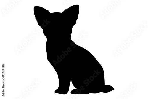 Deer Head Chihuahua with Upright Ears Black Silhouette Vector Illustration for Pet Shop Logo