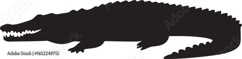 Alligator Silhouette Vector Image Reptile Predator Design Swamp Creature Graphic Crocodile Clip Art Wildlife Illustration Black and White