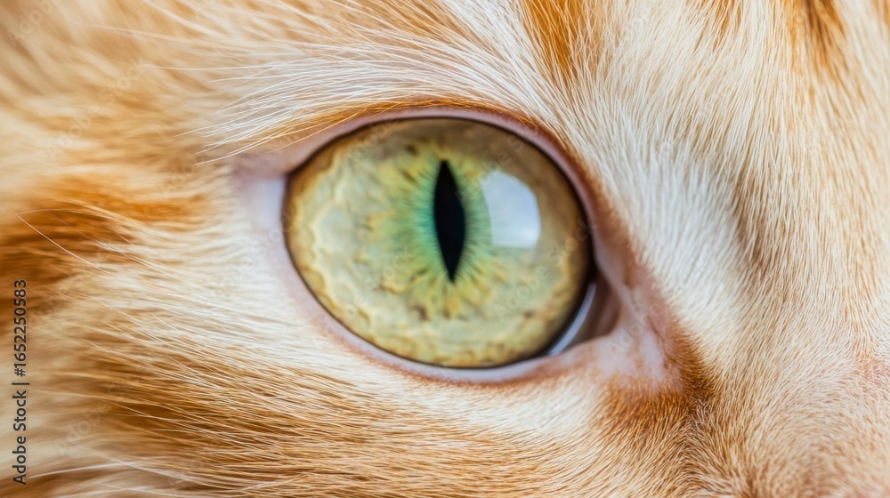 Fototapeta premium Close Up Of A Cat'S Yellow Eye And Soft Orange Fur