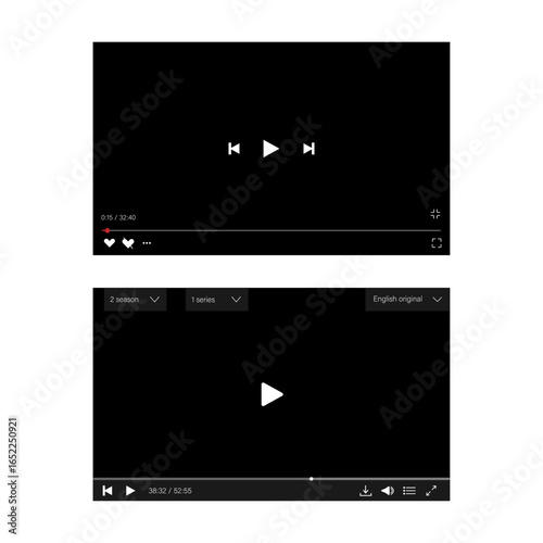Video template interface blank video screen frame vector illustration
