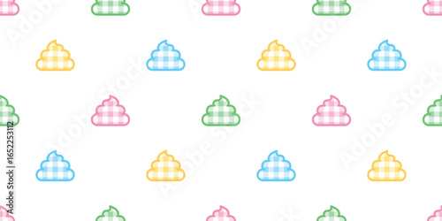 dog poo seamless pattern tartan plaid paw footprint vector toilet cartoon gift wrapping paper repeat wallpaper tile background scarf isolated icon illustration design