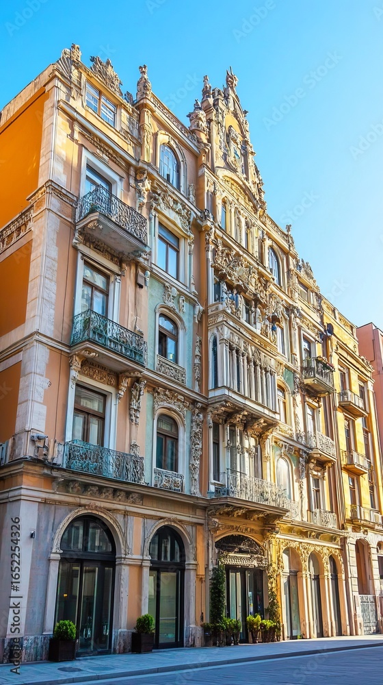 Obraz premium Ornate, multi-story buildings with balconies and architectural details