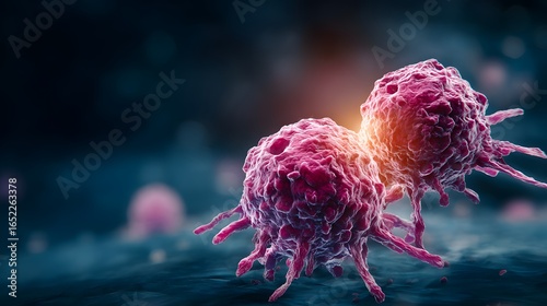 Close-up of two cancer cells.