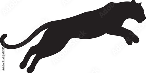 Leaping Panther Silhouette Vector Illustration for Graphic Design and Creative Projects Featuring Wildlife and Animals in Motion