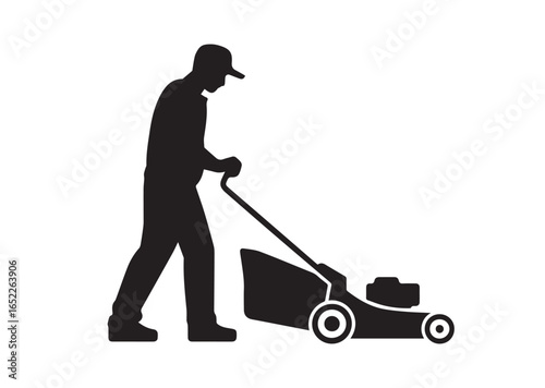 A gardener using a Lawn mower vector illustration
