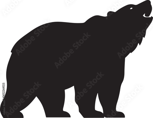Majestic Bear Silhouette Illustration Standing Tall and Proud Wildlife Icon and Wilderness Symbol Black and White Minimalist Design