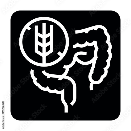 celiac desiase black line icon for digital and print projects.