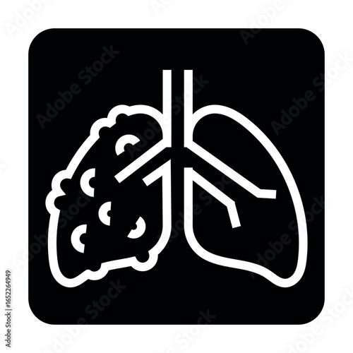 copd lungs black line icon for digital and print projects.