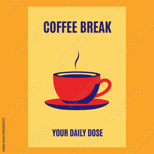 Coffee Break Poster – Vibrant Retro Flat Vector Style
