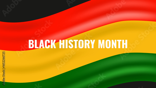Black History Month African American history card celebration. Red yellow green color. Web page banner poster design. Vector.