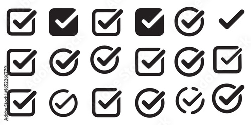 Check box icon with correct, accept checkmark icons tick box checked. Vector Illustration Eps 10