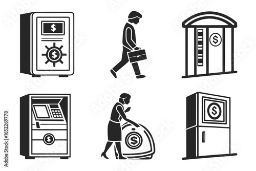 Financial services and money management vector icons.