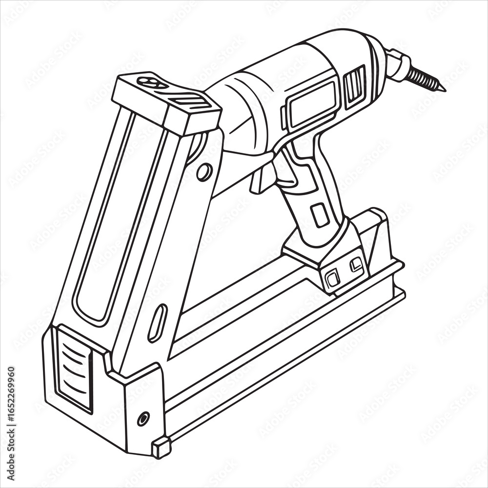 Naklejka premium automatic nail gun vector art