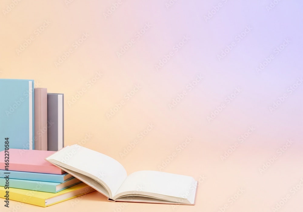 Fototapeta premium Back to school concept with a colorful student backpack on a vibrant pink and blue gradient background. Flat lay with copy space.