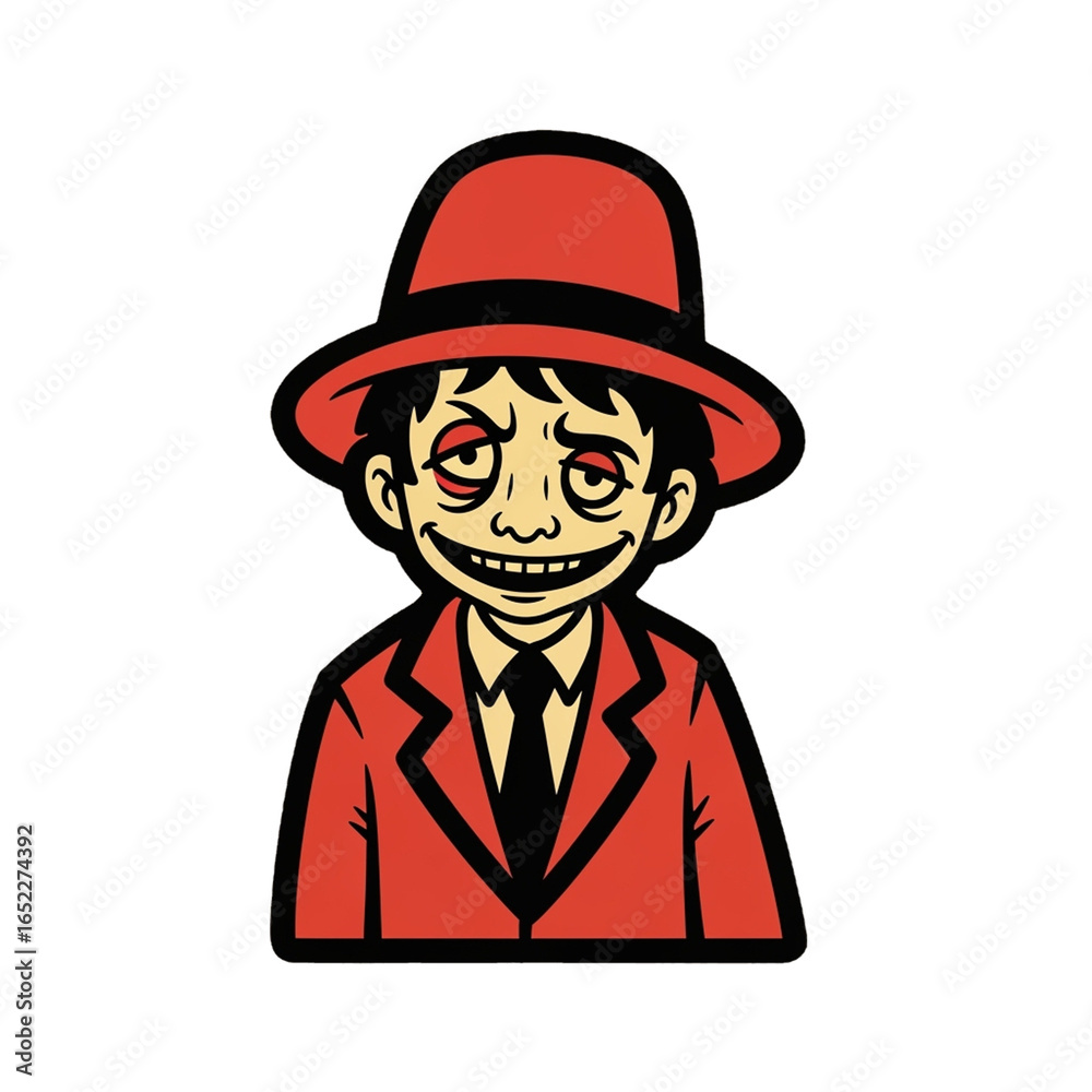Cartoon Character in Red Suit and Hat Cartoon Character in Red Suit and Hat