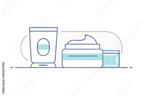 Skincare beauty product line vector illustration for cosmetic cream lotion and moisturizer promotion design