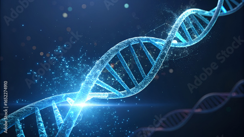 dna strand on blue background
