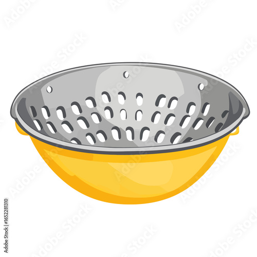 stainless steel colander isolated 