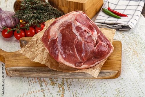 Canvas Print Raw pork knuckle for cooking