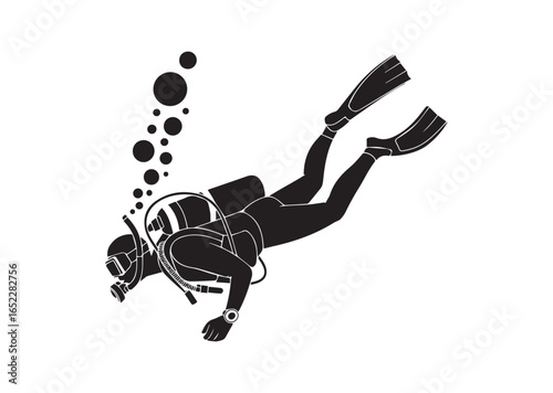 Scuba diver diving vector illustration