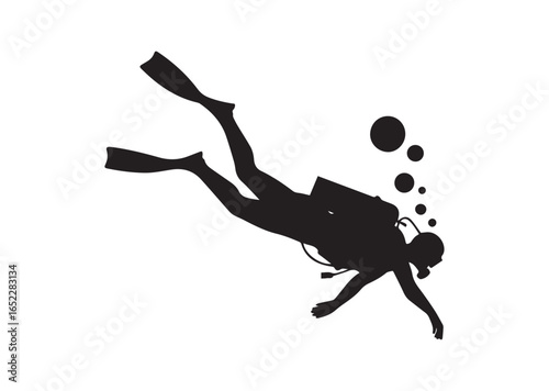 Scuba diver diving vector illustration