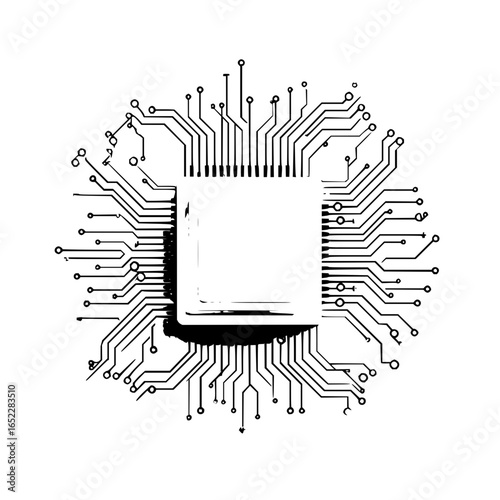 Circuit board technology electronic chip processor motherboard cpu hardware system design engineering computing concept