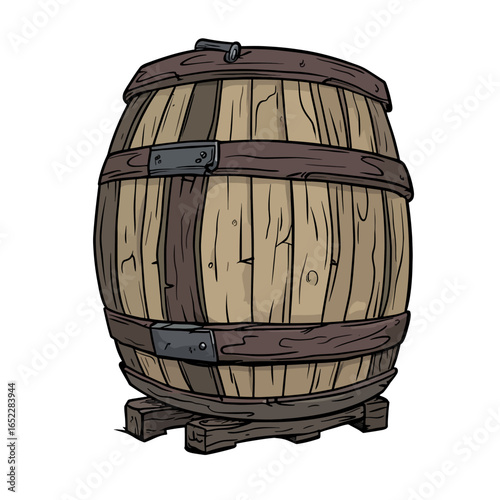 Vector illustration of a old wooden barrel 