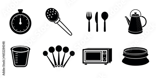 Culinary Tools Icon Pack Food Preparation Vector