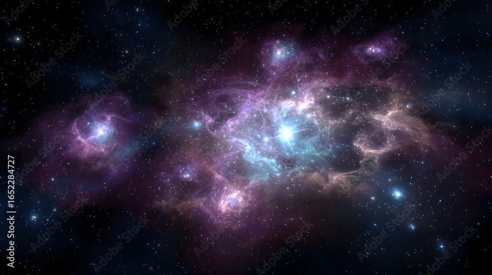 Naklejka premium Colorful nebulae and distant stars in deep space.