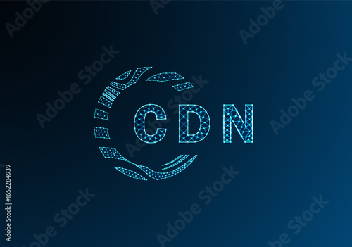 CDN low poly letter logo vector design. CDN lower poly logo design. CDN unique low poly logo design.