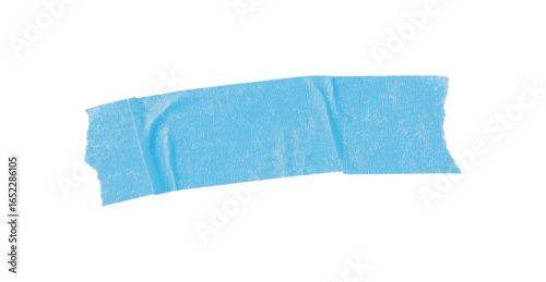 Light blue torn paper tape isolated on transparent background