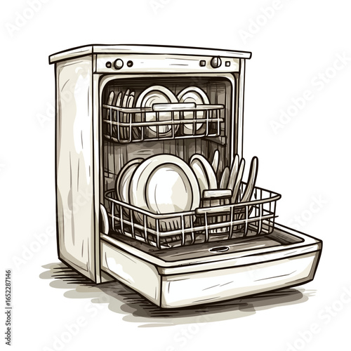 Vector dishwasher isolated 