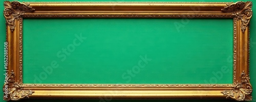 Ornate gold and green picture frame, aged texture , isolated, decorative, aged