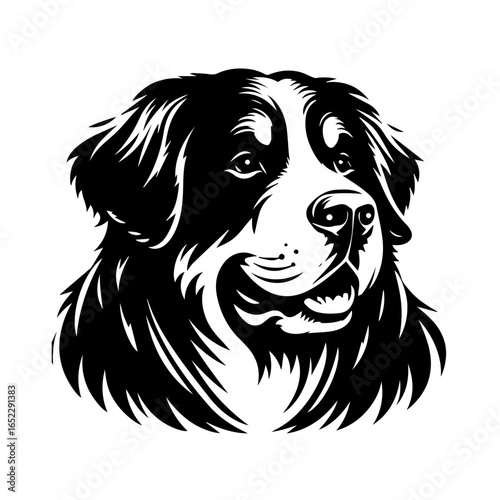 Bernese mountain dog head isolated on white background