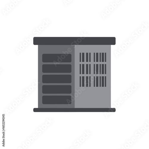 Isolated prison cell with barred window and closed door in a cartoonish style, concept for law enforcement, correction facility and justice system