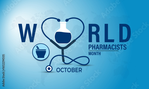 National pharmacists month is observed every year in october. A concept for healthcare and medicine. holiday concept. Banner poster, social media, flyer and background design template. Vector eps 10.