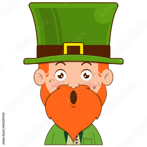 elf leprechaun surprised face cartoon cute for saint Patrick's day